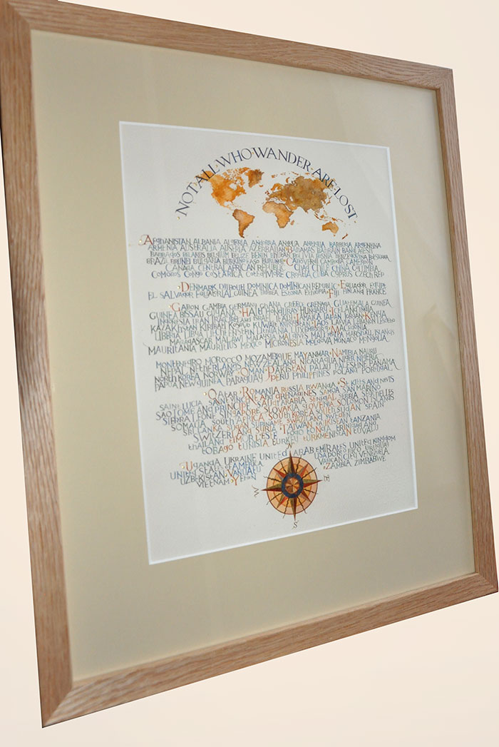 Not All Who Wander Are Lost:   Calligraphy art print